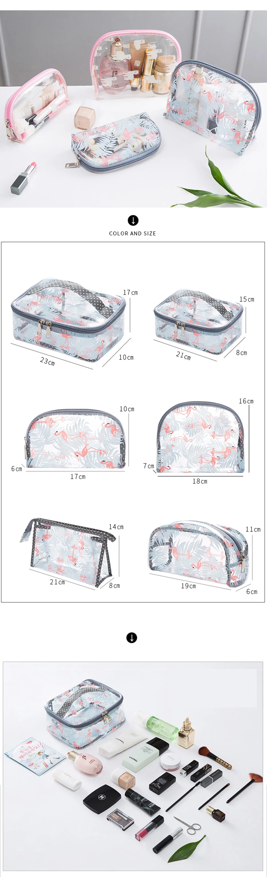 6 stlye, фламинго, женская модная косметичка, водонепроницаемая, прозрачная, ПВХ, косметичка, органайзер для путешествий, портативная, для ванны, для стирки