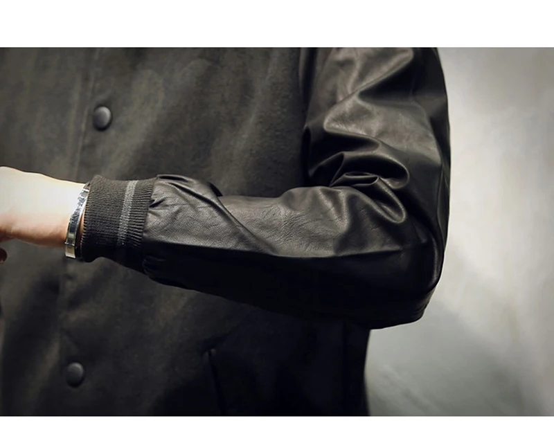 Корейская мужская куртка-бомбер из искусственной кожи, осенняя Повседневная бейсбольная мужская куртка для колледжа Modis, хип-хоп, Kanye West, мужская верхняя одежда, тонкая, 5XL