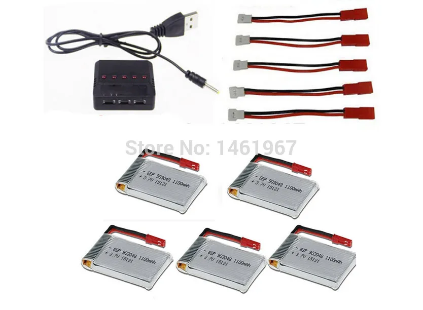 JJRC H11C H11D RC Quadcopter spare parts 5pcs 3.7V 1100mAh Battery +usb charge | Игрушки и хобби