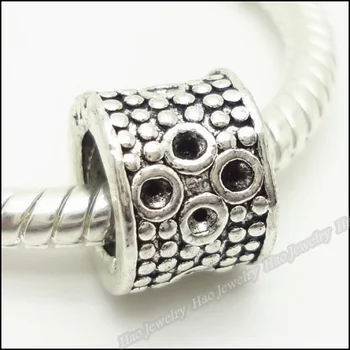 

Wholesale vintage 55pcs Tibetan silver big hole Beads Charm Fits European Bracelet Diy beads jewelry findings