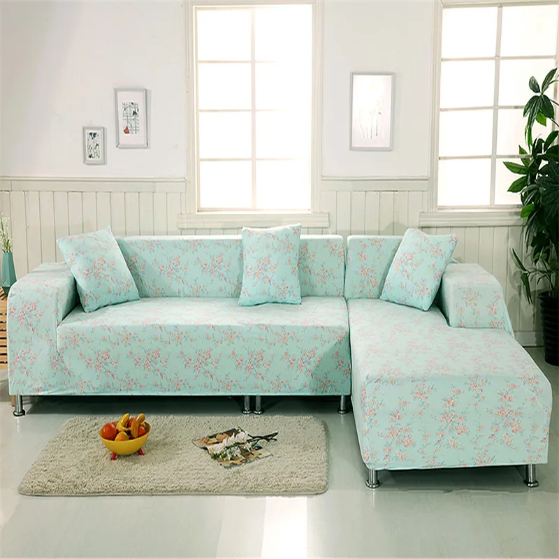 Green And Small And Fresh Prints Sofa Cover Elastic Sofa Slipcovers
