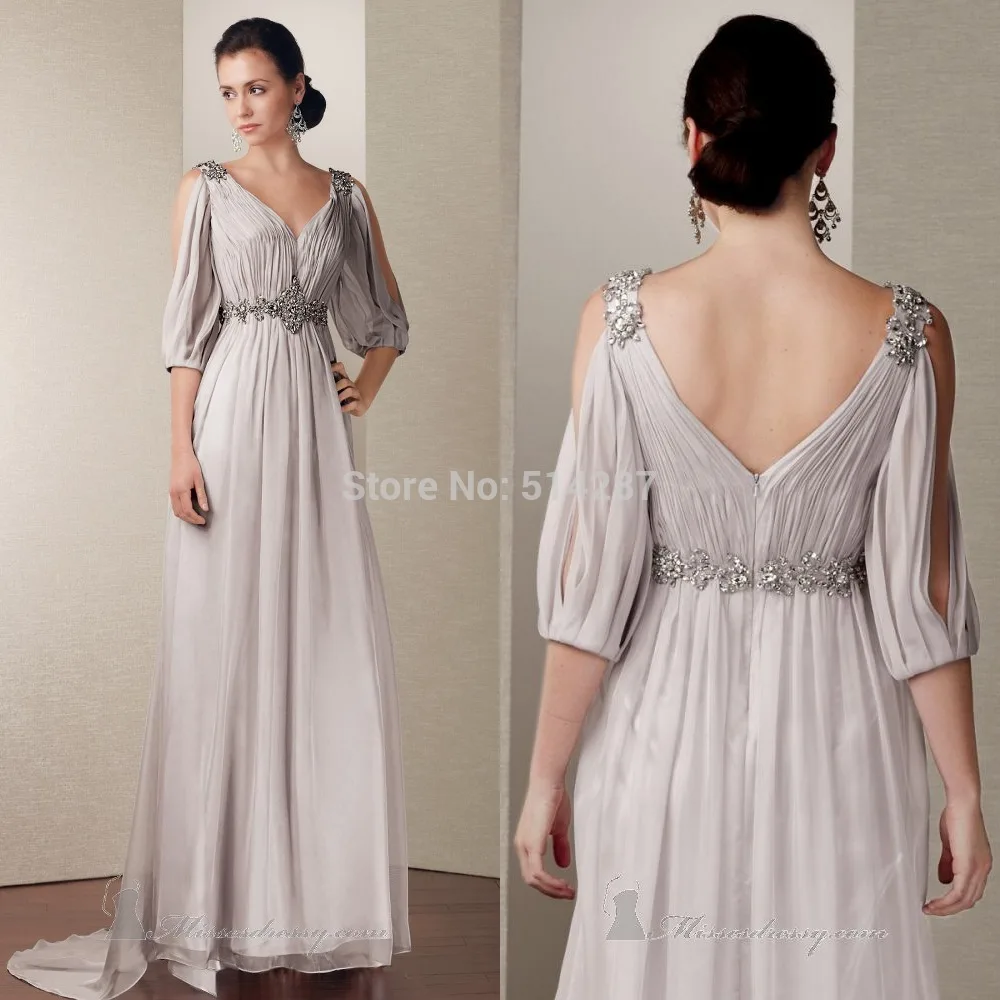 Vestido De Madrinha Gorgeous Half sleeve Chiffon Crystal A-Line Evening Dress Mother Of the Bride Dresses 2014 New Arrival |
