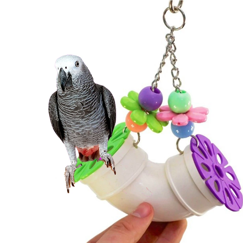 Lovebird Parakeet африканский серый Cockatoo Птица Попугай Игрушка многоцветные Акриловые качели игрушки подтягивающая трубка клетка для попугая игрушка