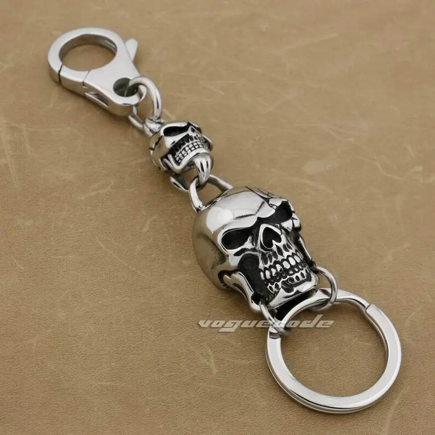 

316L Stainless Steel Huge Skull Mens Biker KeyChain 3V006KCA