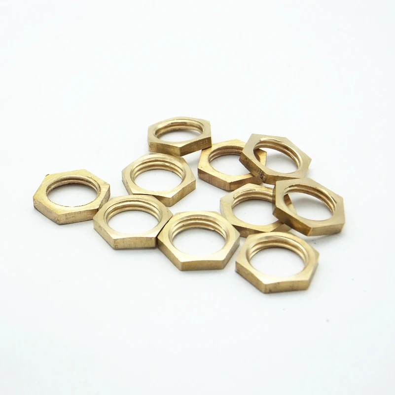 10PCS Brass Hex Lock Nuts Pipe Fitting 1/4" BSP Female Threadin Pipe