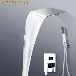 Бесплатная доставка Современная Ванная комната Водопад указан кран с душем + ручной душ настенные, yt-5303