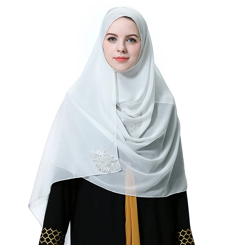 Абайя Дубай Саудовская Аравия мусульманский цельный хиджаб с жемчугом Кепка шарф женский Chifon Foulard ислам бандо Femme Adulte Turbante Mujer