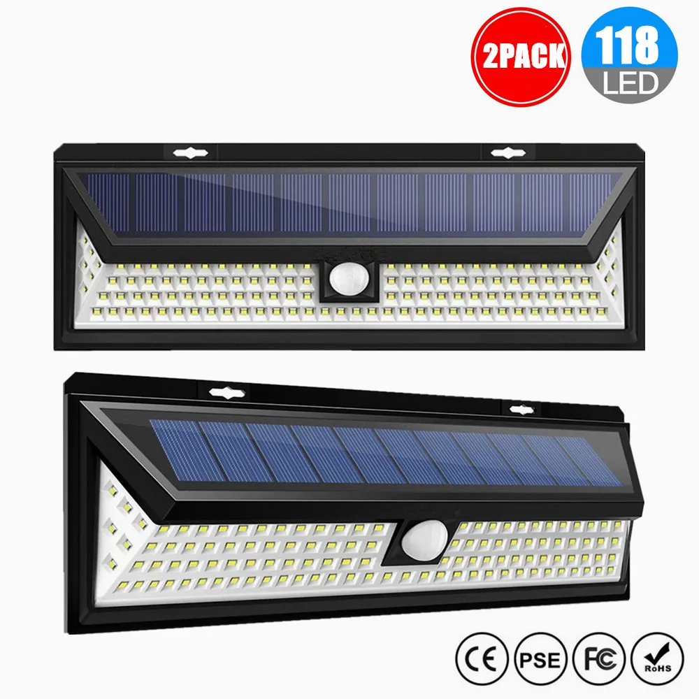 

LED Solar Lights Outdoor Motion sensor Night security wall lamp 118 LED Waterproof Energy saving Garden Security Solar lamp