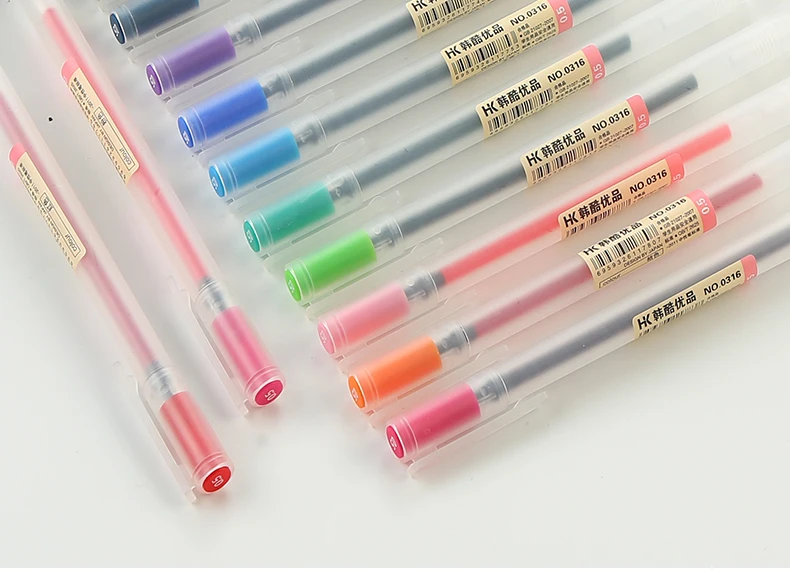 12 Pcs/lot 0.5mm Gel Pen Set Colorfule Cute Ink Maker Pen School Office Supply Muji Style 12 Colours Papelaria Material Escolar