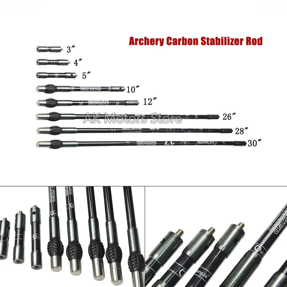 

1PCS Aluminum Aolloy Archery Balance Bar Stabilizer Carbon Main/Side/Short Bar Rubber Damper Recurve Bow Hunting Shooting