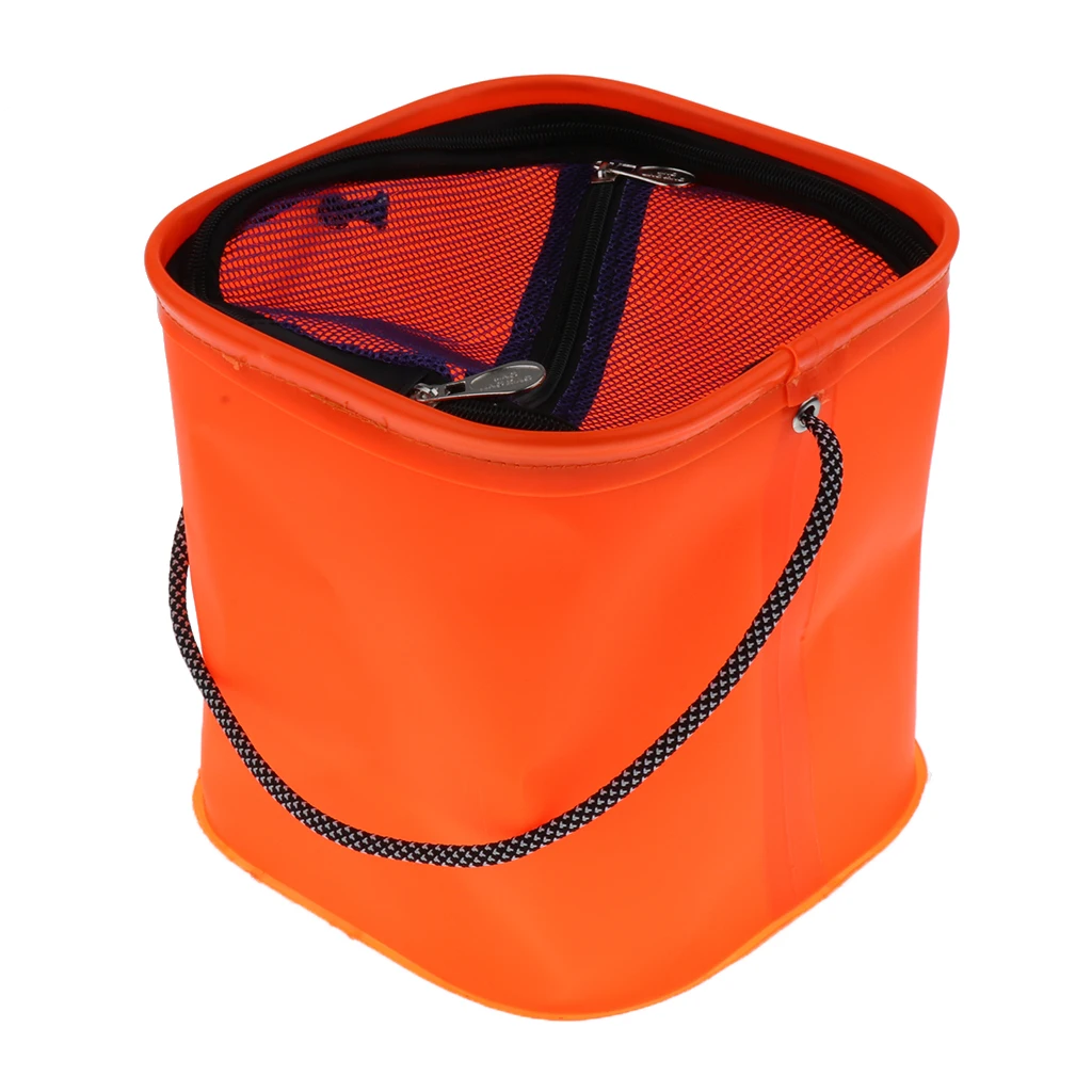 Perfeclan BBQ Camping Collapsible Water Bucket Fishing Tackle Fish Pail Baits Lure Case Wash Basin Collapsible Fishing Bucket