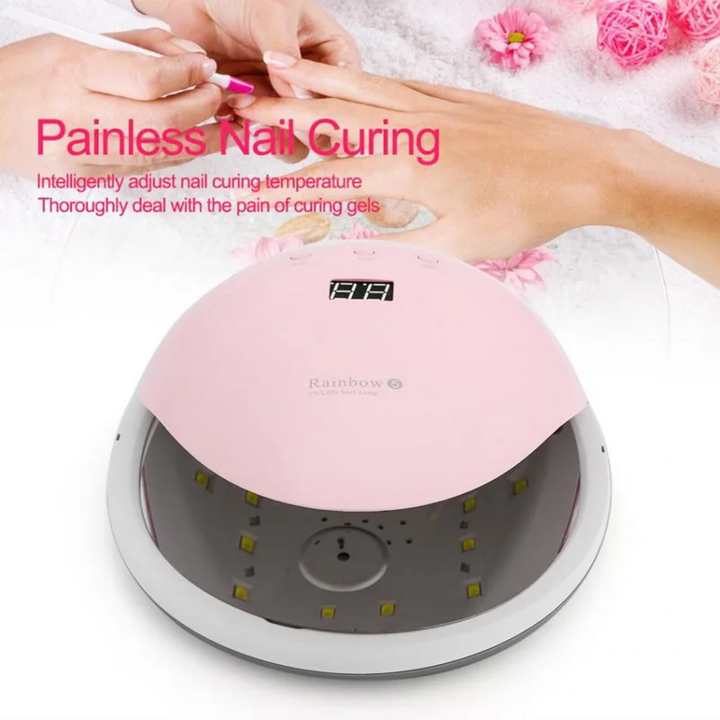 

Manooby 48W Intelligent Induction Nail Dryer Rainbow5 Nail Lamp Led Glue Baking Lamp Phototherapy Machine for All Nail Gels 2018