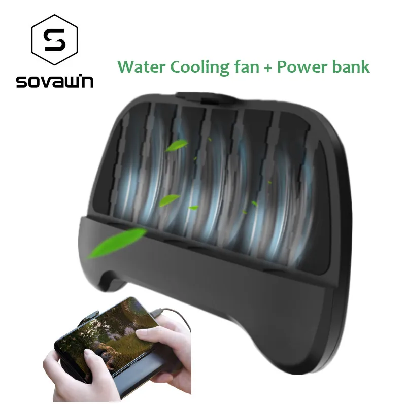 

PUPG Mobile Controller Water Cooling Fan Game Holder Power Bank Phone Gamepad Mute Fan for 4-6 inch Phone for IOS for Android