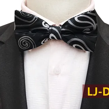 

Classic Men Woven Bow Ties Black with White Unique Paisley Pattern Bow knot Neckwear