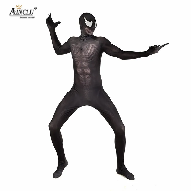 Ainclu горячий Веном симбиот; человек-паук костюм для костюмированной игры, для Хэллоуина зентай костюм черный Человек-паук костюмы супергероя для взрослых/детей CH