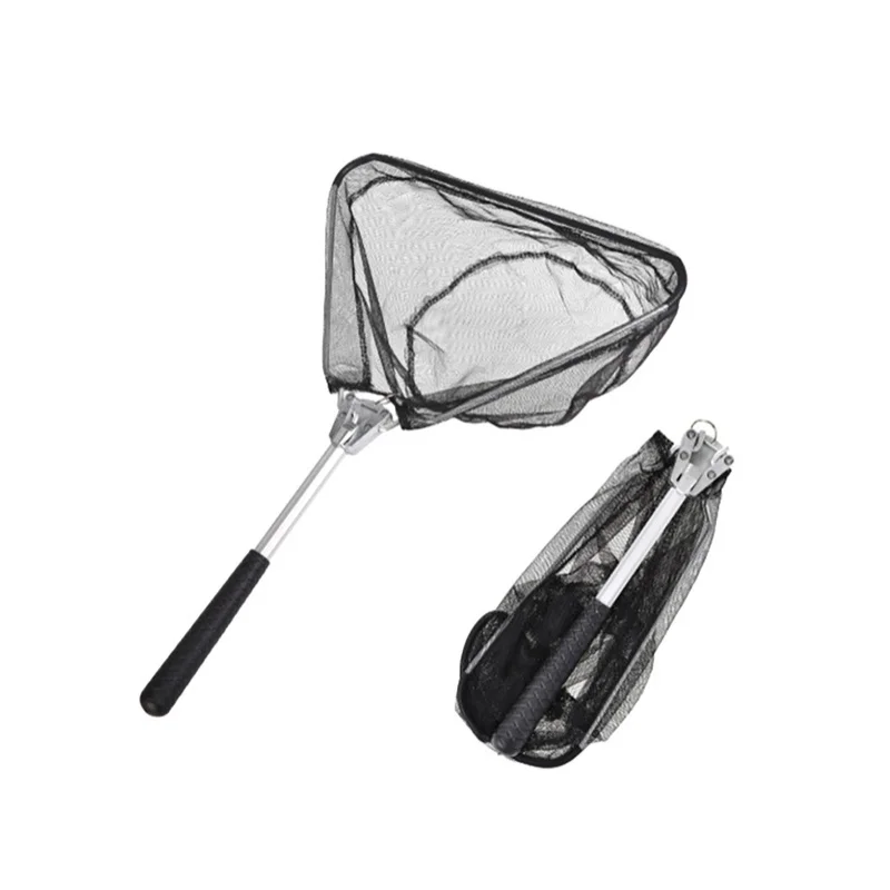 Fishing Net Triangle mini Aluminum Alloy Light Dip Telescoping Foldable Landing net Pole Casting Network Trap Fish Tackle | Спорт и