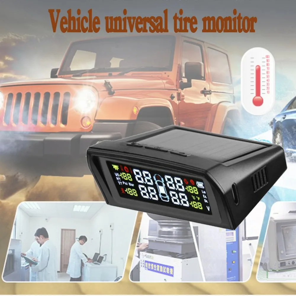 Tp-s1i Tpms Tire Pressure Monitor System Wireless Solar-powered Display 4 Internal Sensors