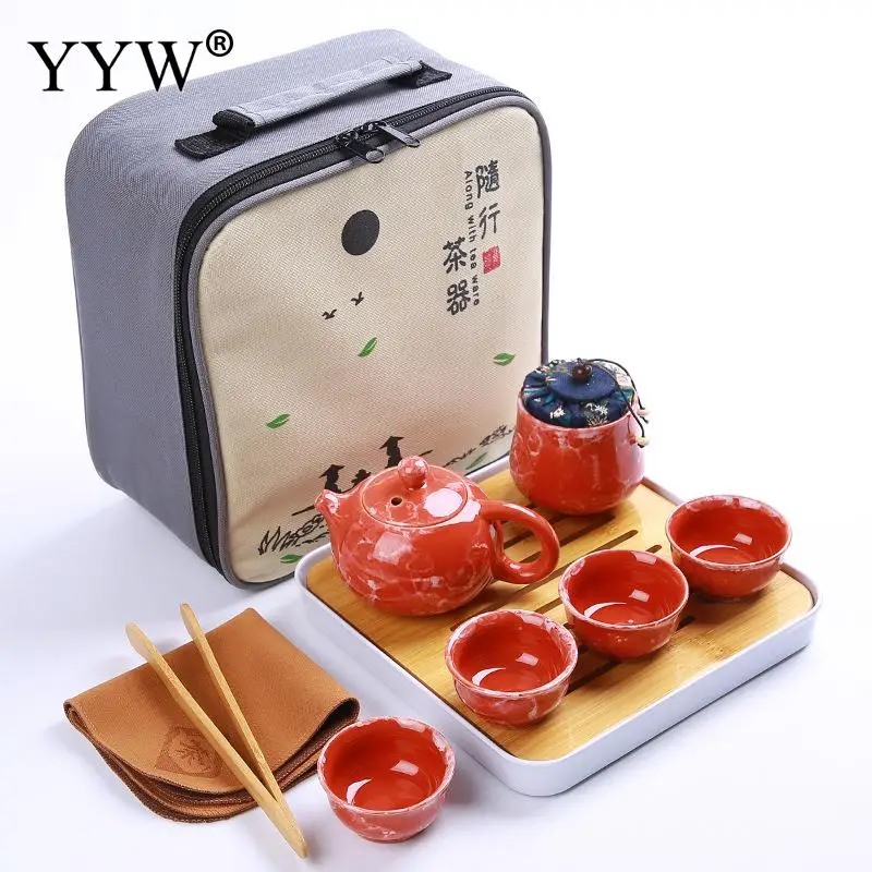  Glaze Kung Fu Tea Set Handmade Tea Pot 4 Cups Home Kitchen Teaware Elegant Drinkware For Travel Wit - 33032773389