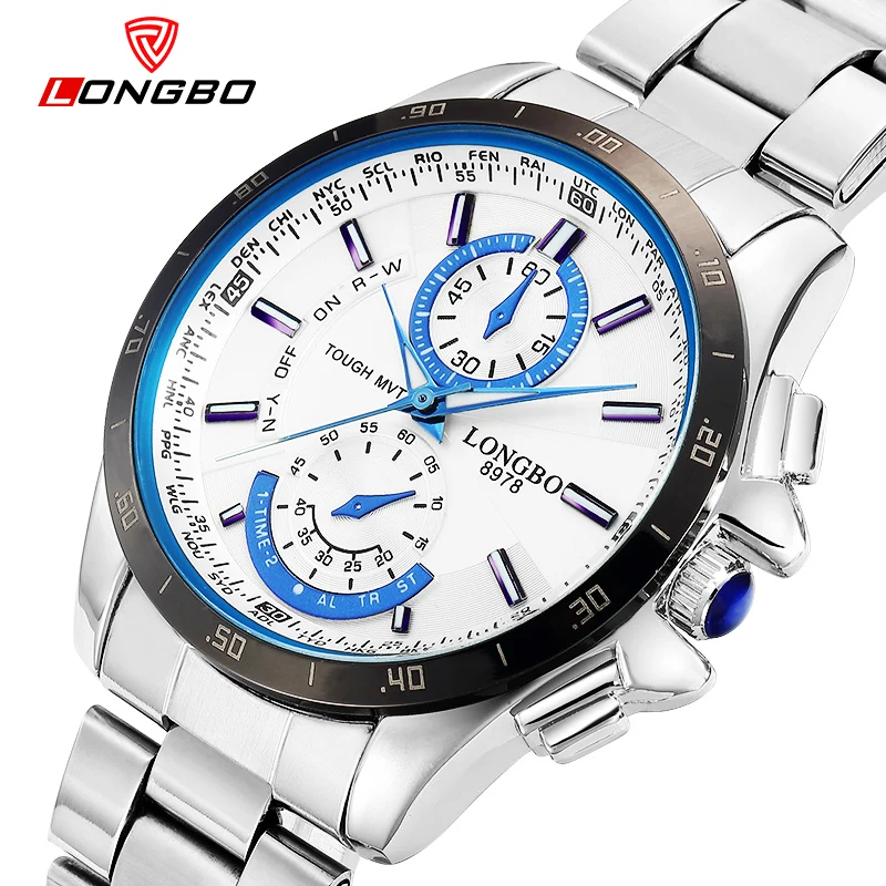 

Longbo Luxury Brand Full Stainless Steel Watch Analog Display Army Men's Quartz Business Wristwatches Relogios Masculinos watch