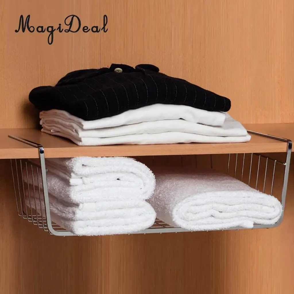 MagiDeal Household Storage Under Shelf Rack Organizer Basket for Table Cupboard Black Storage Basket for Bathroom Triangular