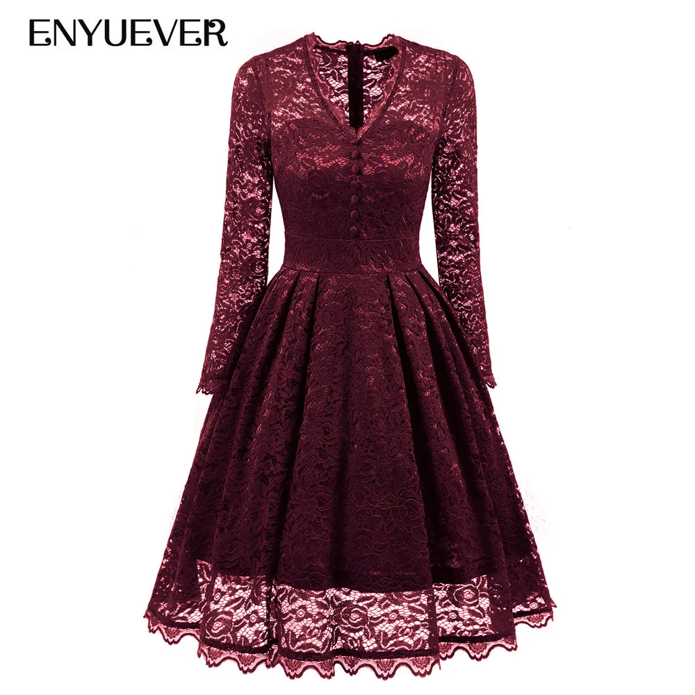Enyuever женское кружевное платье 2019 Весна Vestidos рокабилли Винтаж 50 s Ретро