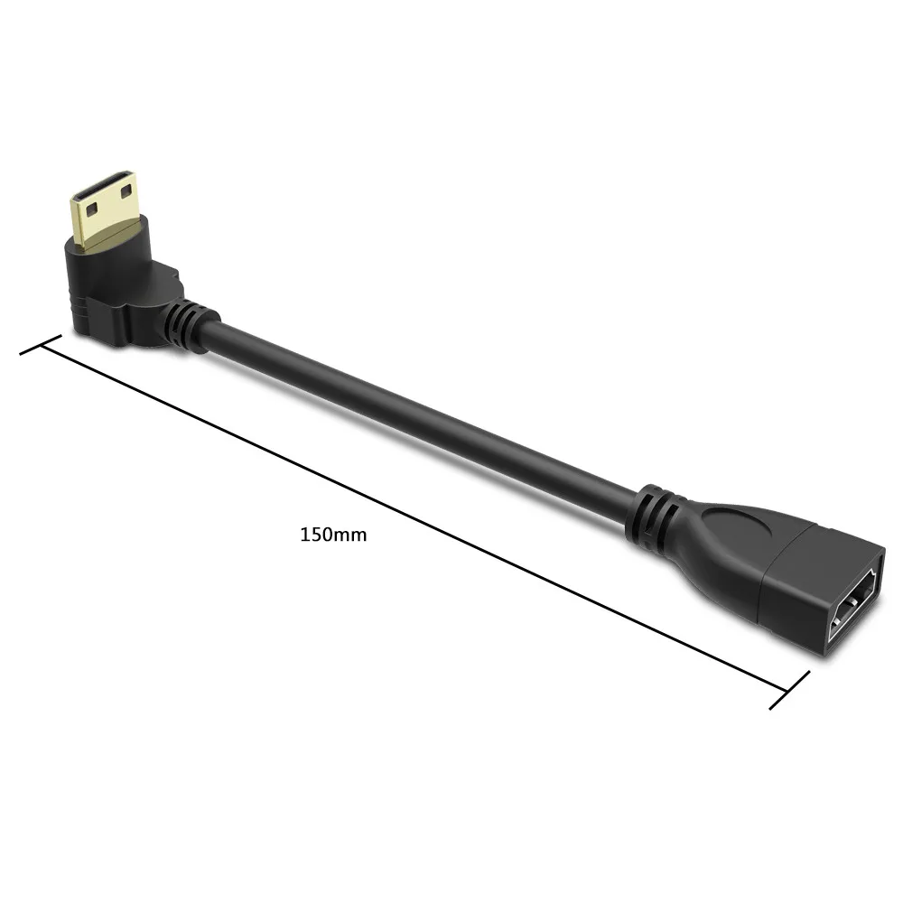 Высокая скорость 15 см 90 градусов Mini HDMI штекер HDMI Женский конвертер Кабель-адаптер для ПК HDTV планшет разъем Поддержка 3D