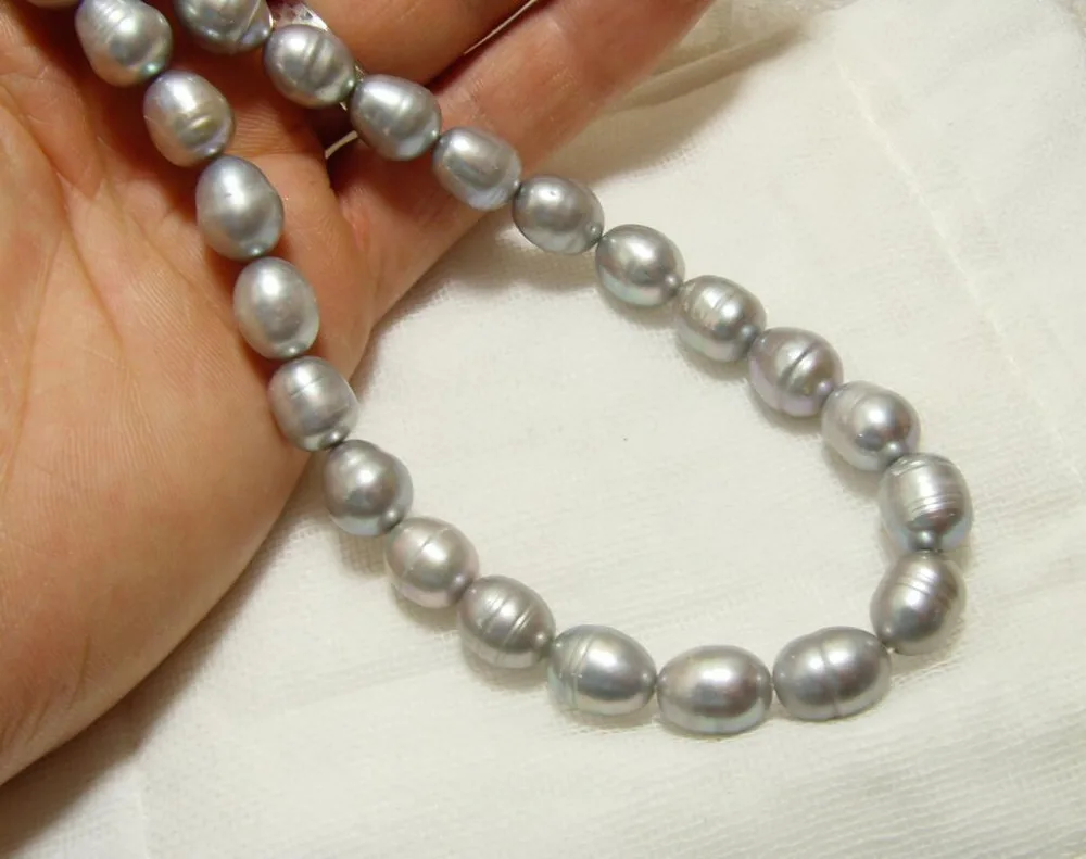 

Free shipping hot sale Women Bridal Wedding Jewelry >>AAA 10-12mm natural silver gray baroque pearl necklace 18