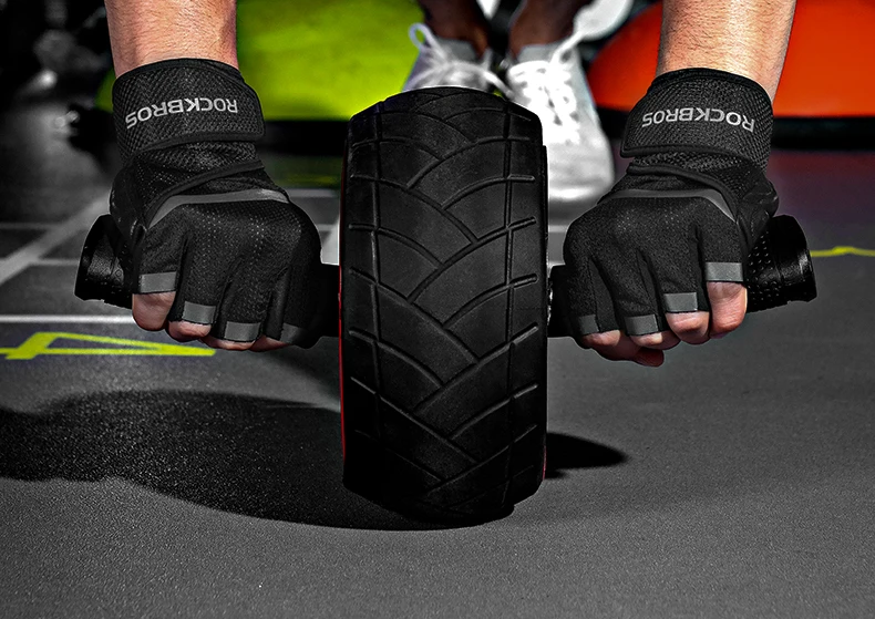 ROCKBORS Gym Anti-Slip Weight Lifting Fitness Gloves Half Finger Fitness Sports Protective Gloves Body Building Male Hand Mitten