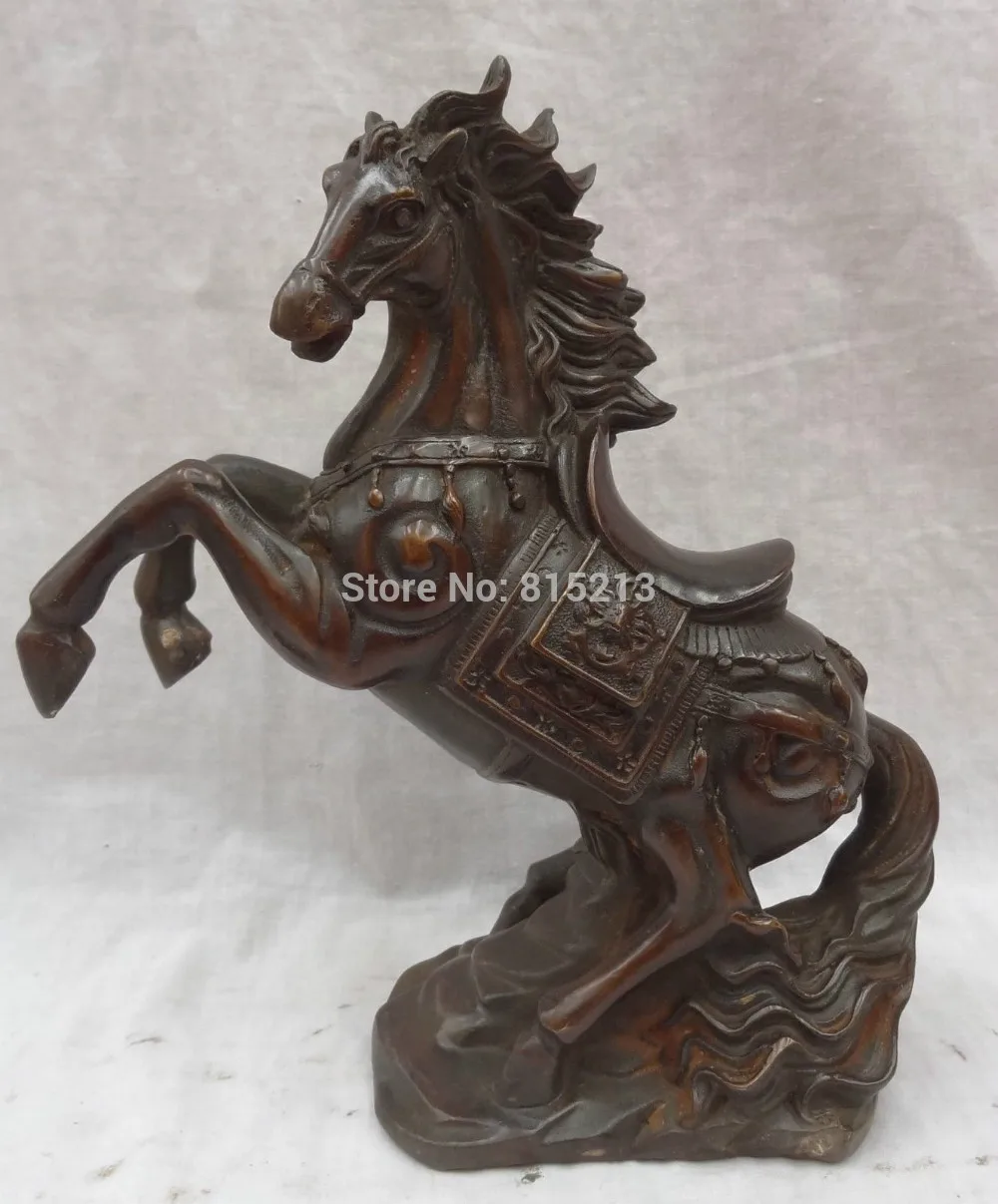 

bi00966 10" China Zodiac Bronze YuanBao Wealth Dragon Head JiXiang Tang Horse Statue