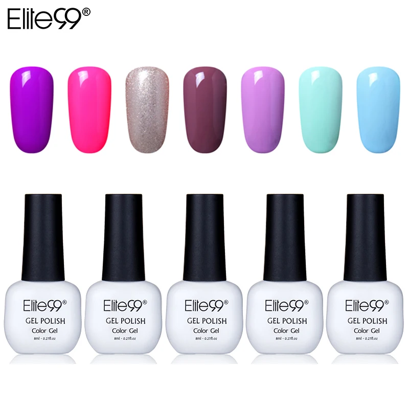 

Elite99 8ml Soak Off UV Gel Polish Long Lasting Gel Lacquer Manicure DIY Nail Art UV LED Lamp Curing All 50 colors Wholesale