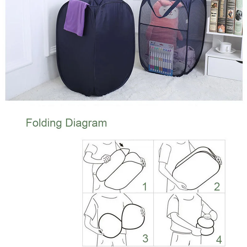 سلة الغسيل كبيرة قوية شبكة المنبثقة تخزين الملابس سلة سهلة لفتح و أضعاف لعبة سلة التخزين