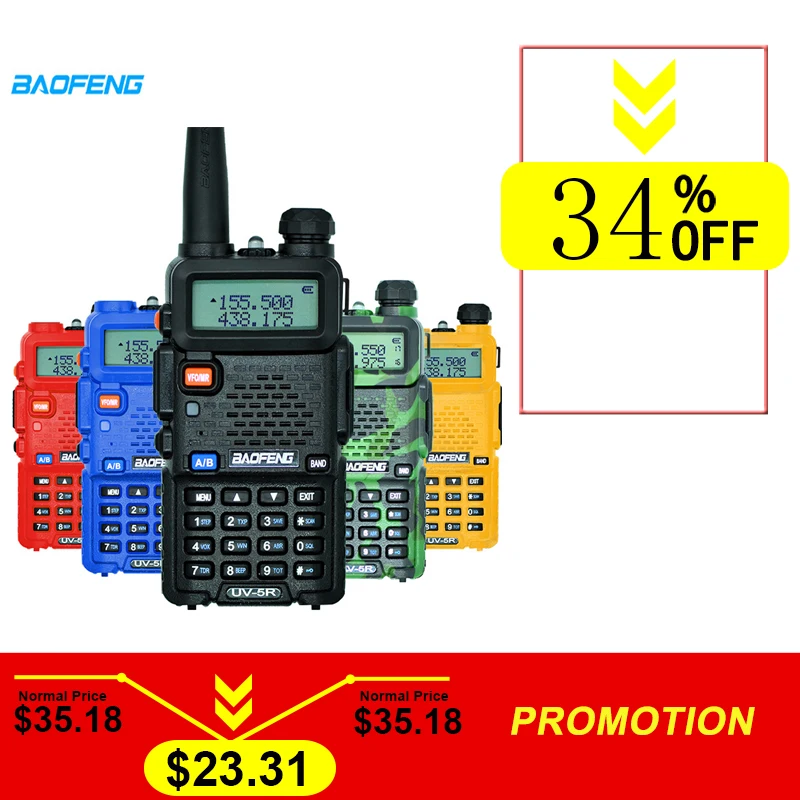 

BAOFENG UV-5R Interphone Walkie Talkie Two Way Radio FM Transceiver Dual-band DTMF Encoded VOX Alarm LED Flashlight Key Lock