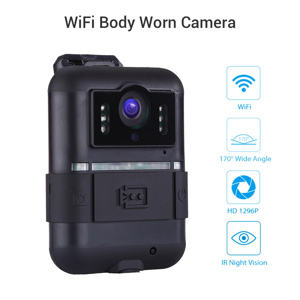 

Boblov WN11 Wifi Body Worn Camera 32GB 1296P Novatek 96658 Police Camera 360 Rotation Clip Night Vision Camera