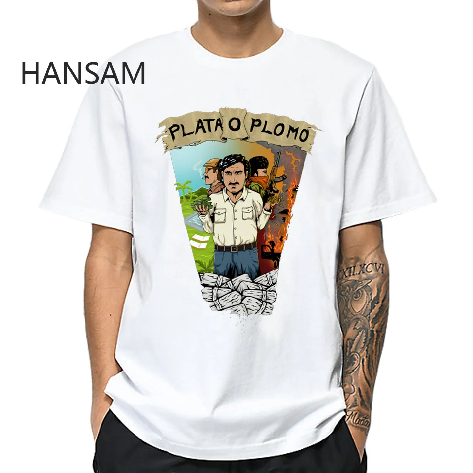 Pablo Escobar футболка мужская с коротким рукавом Vogue круглым вырезом Забавные