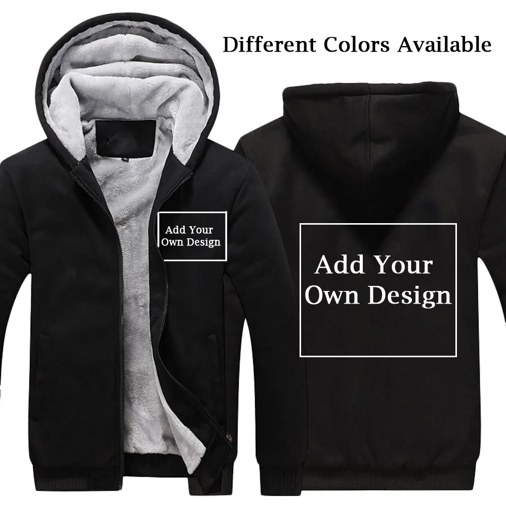 

Men/Women Custom Logo Personalized Thicken Hoodie Customized Print Text Warm Flleece Winter Zipper Coat Sweatershirt