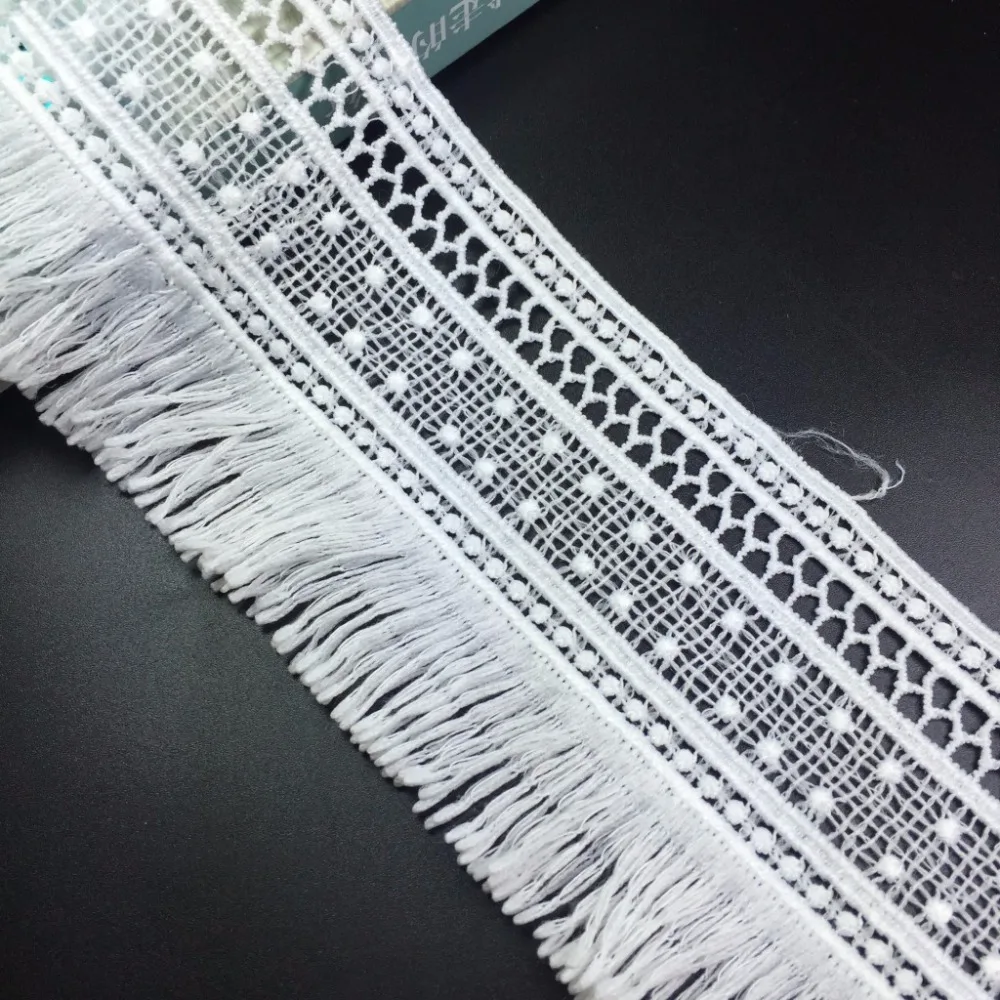 15Yards 6cm Milk Silk White Lamp Dangling Fringe Lace Trims For Sewing Craft Curtain Tassel Embroidered Ribbon | Дом и сад