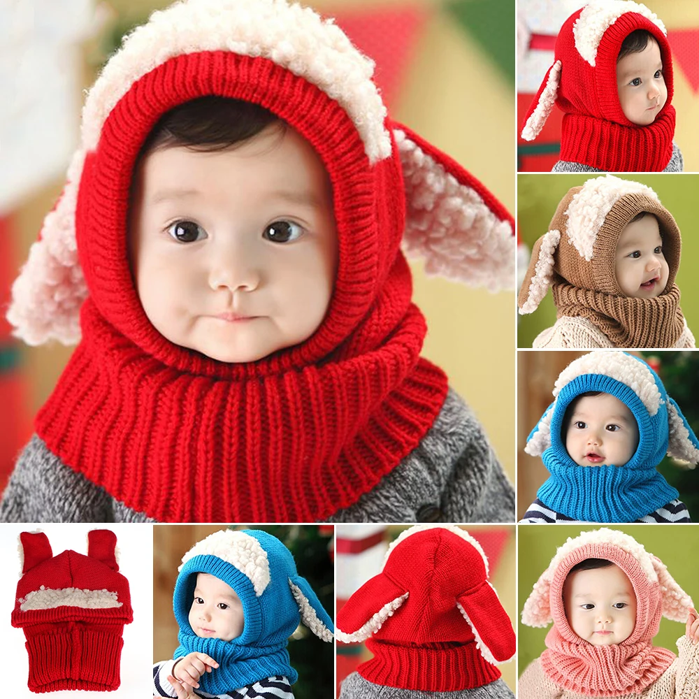 Novelty Ears Beanie Wool Cap Cute Puppy Child Cashmere Shawl Hat One