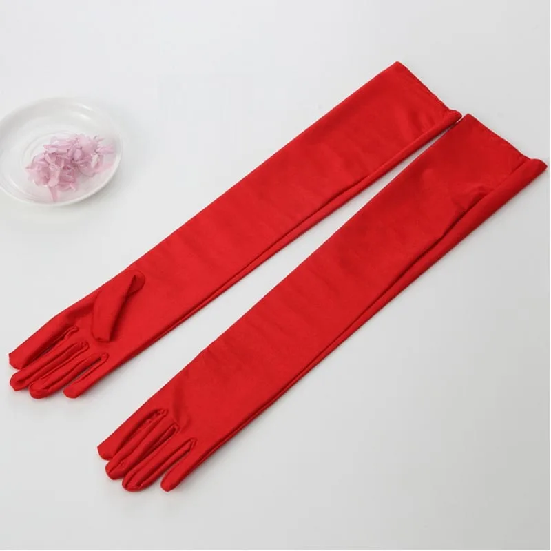 45 см/55 см сексуальные эластичные спандекс перчатки с длинными пальцами женское платье с перчатками драматические танцевальные шоу вечерние принадлежности - Цвет: red