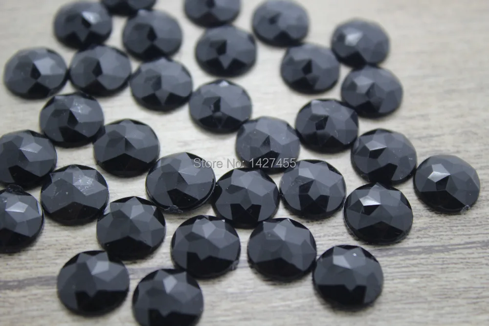 

500pcs/lot 10MM black Round Flatback Faceted Arylic Rhinestone Beads Jewelry Garment Accessories Decoration
