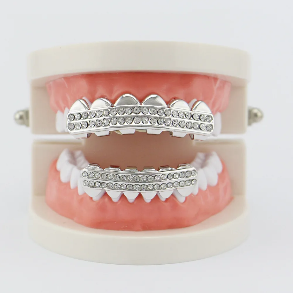Lucky Sonny Hip Hop Teeth Grillz Crystal Punk Men Bijoux Top & Bottom Dental Grills Teeth Caps Halloween Party Jewelry LST1018 (12)
