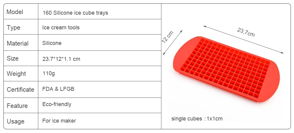1 шт. 160 Мини силиконовый кубик льда, форма для льда, силиконовая форма для льда, силиконовая форма для лотка, инструменты для приготовления TW-012