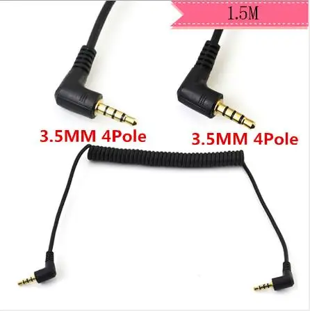 

90 degree angle expansion cable audio line DC3.5 audio 4 core spring line 4 segment 1.5 m for mobile phone MP3 MP4 audio headset