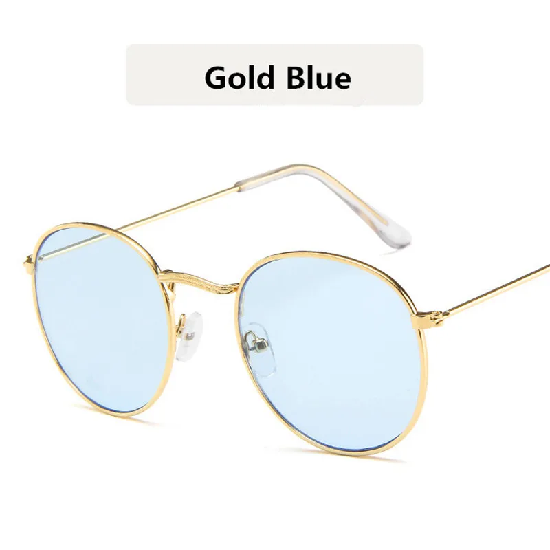 Занавес Gafas De Sol Mujer модные Овальные Солнцезащитные очки для женщин маленькая оправа стимпанк Ретро Солнцезащитные очки женские Oculos De Sol UV400 - Цвет линз: gold blue