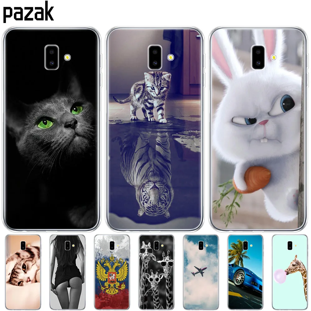 حقيبة لهاتف سامسونج J6 زائد لينة TPU طباعة غطاء لسامسونج غالاكسي J6Plus 2018 J6 + J 6 زائد J610 J610F حالات سيليكون الهاتف كابا