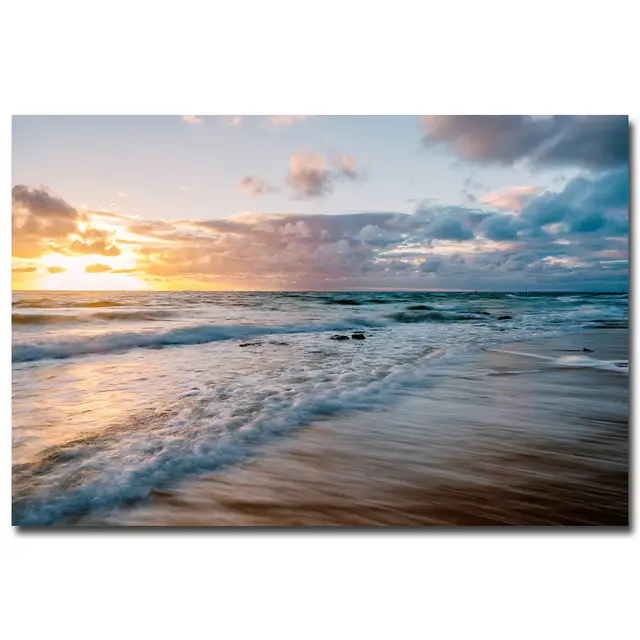 Hawaii Coucher De Soleil Tropical Mer Plage Paysage Marin Art Soie Affiche Imprimer 13x20 24x36 Mer Vagues Image Pour Moderne Maison Bureau Décor 047