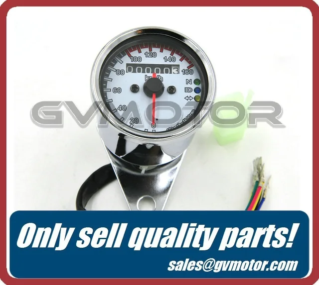vintage chrome led cafe racer tracker universal 0 160 km h