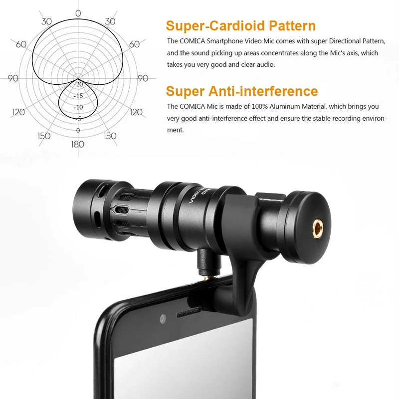 Comica CVM-VS08 мини смартфон микрофон кардиоидный направленный видео телефон микрофон для iPhone Android смартфон(с Windmuff