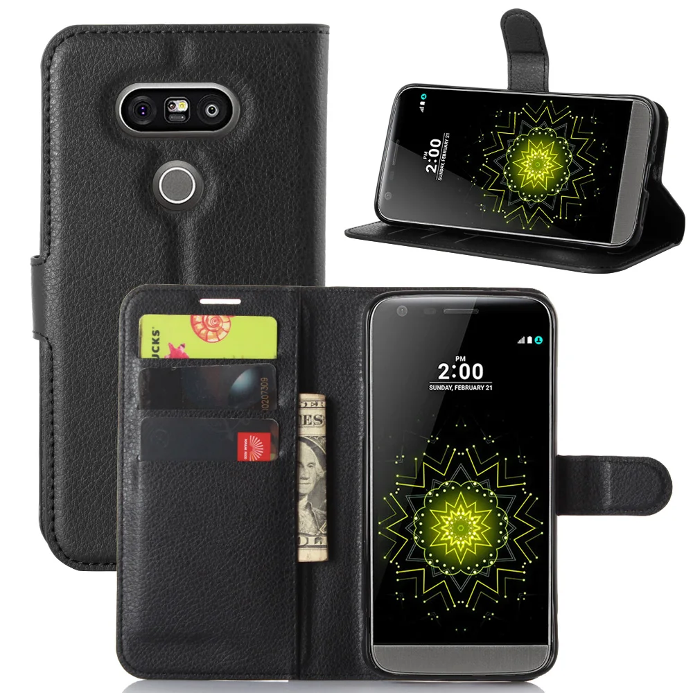 

for LG G5 Case Wallet Card Stent Cases Lichee Pattern Case Flip Leather Covers Protect Cover black Case for LG 5 LG5 H830 LG830