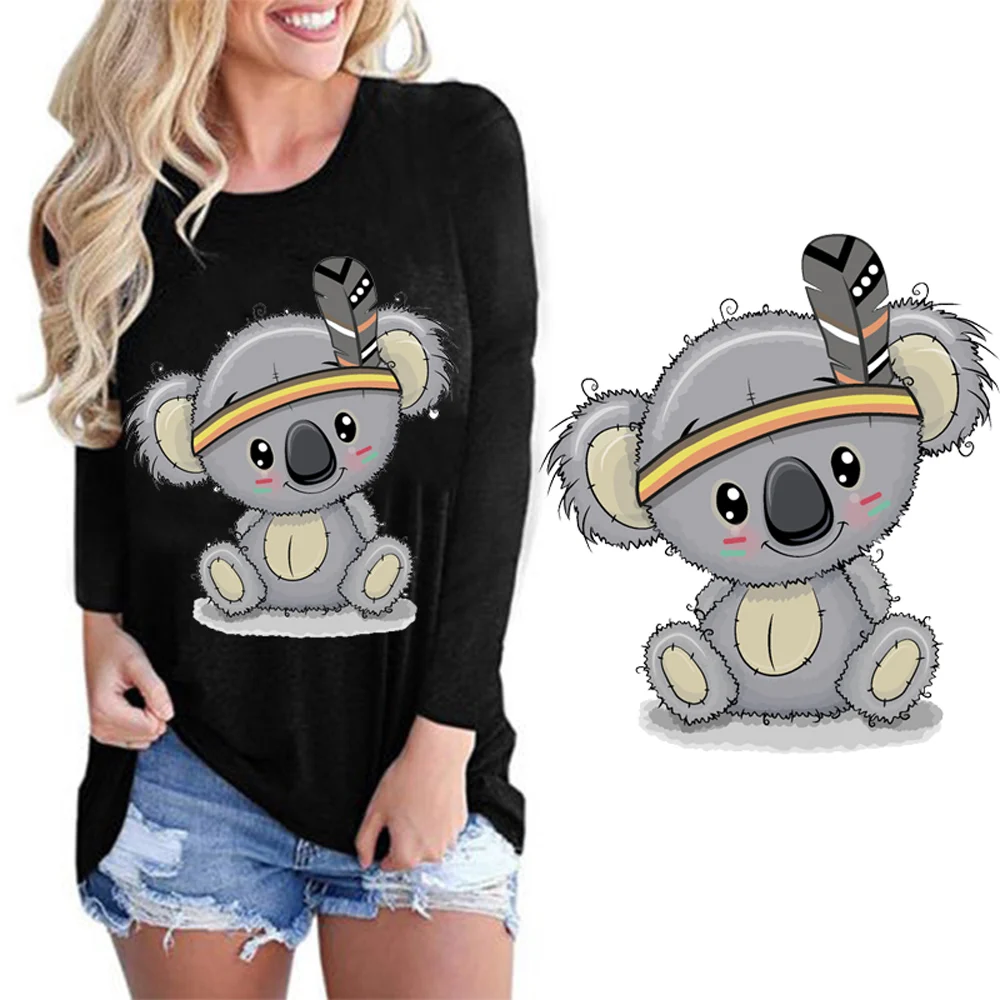 Цветная теплопередача печатная пластырь Koala Iron на наклейках моющиеся для детской одежды джинсы футболка шапки DIY аппликации