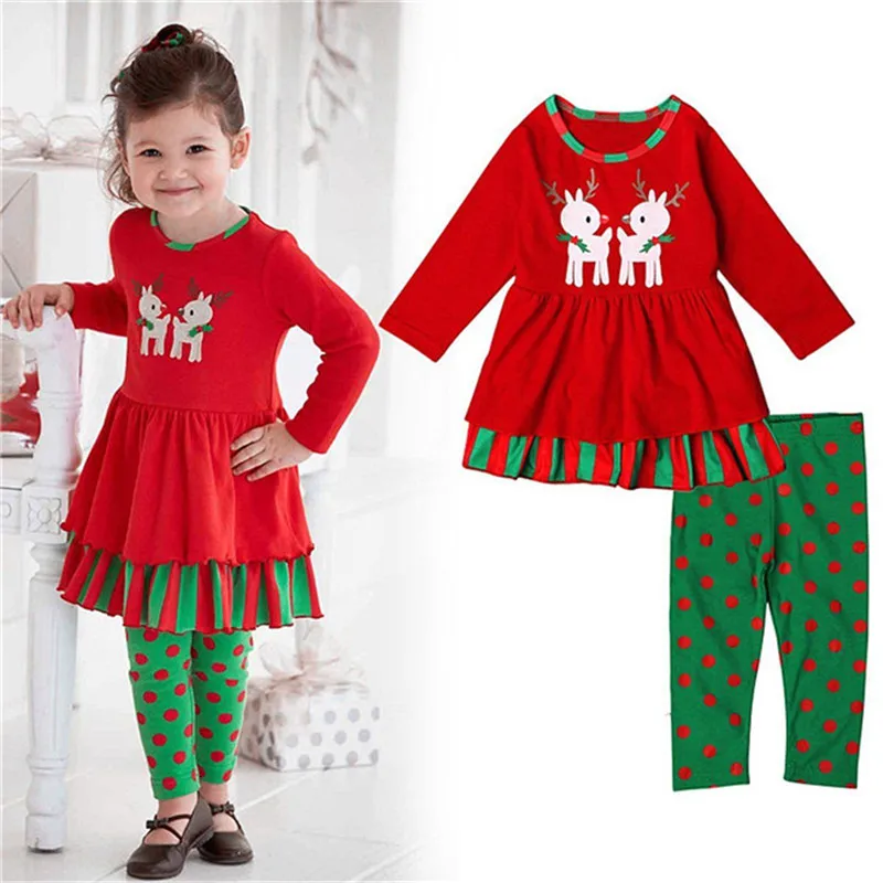 Buy Xmas 2PCS Baby Girls Clothes Kid Long Sleeve